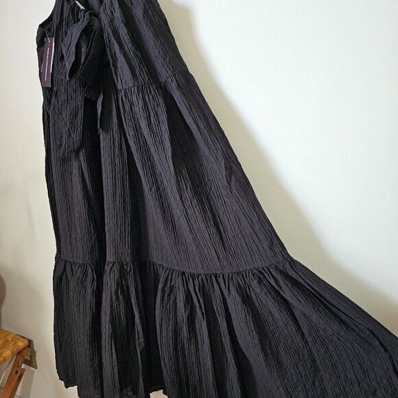 NWT FRENCH CONNECTION BLACK HALTER TIE BACK FULL/ MAXI DRESS SIZE SMALL - Picture 4 of 14